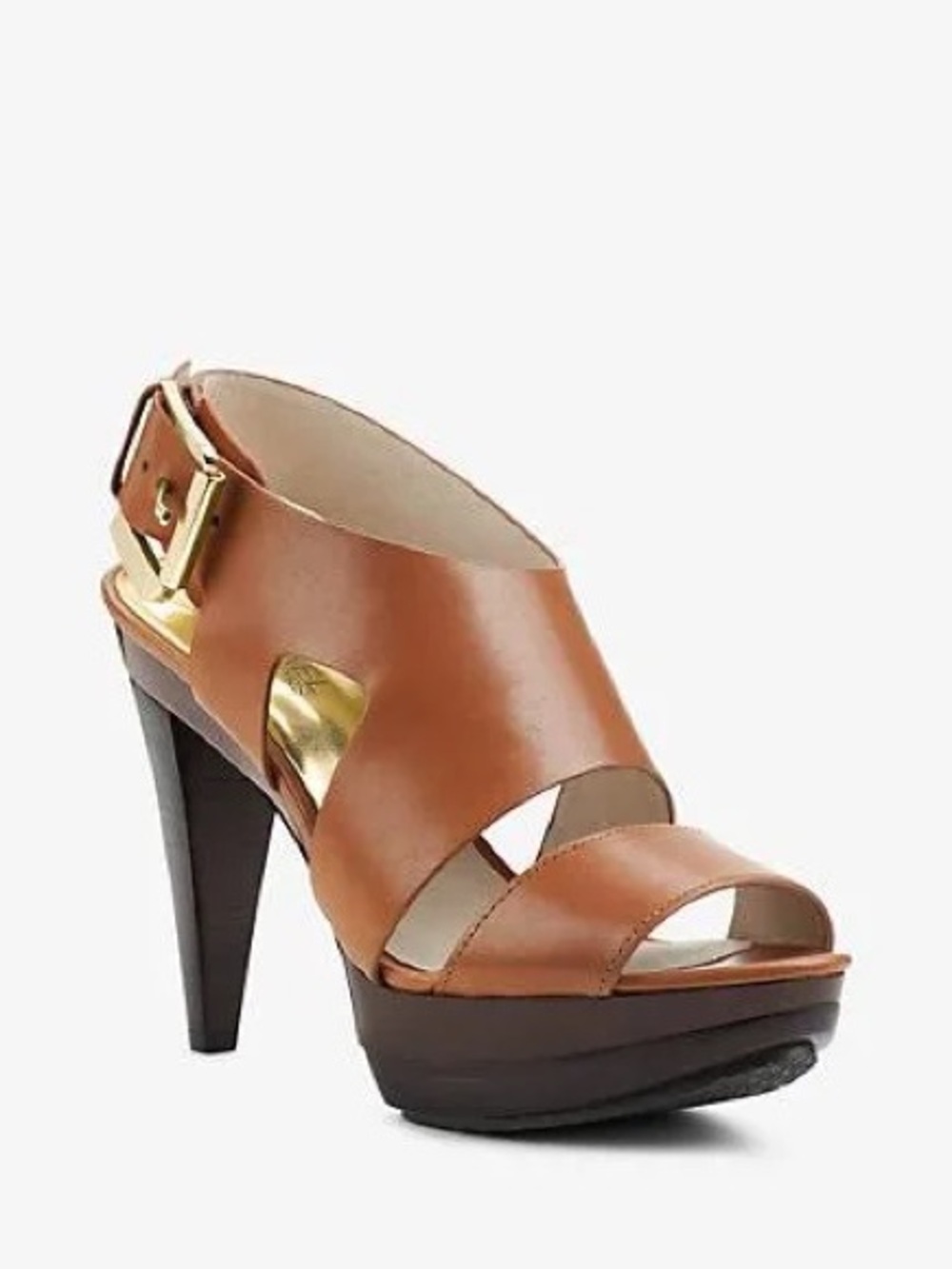 Michael Kors Leather Carla Platform High-Heel Sandal - Brown